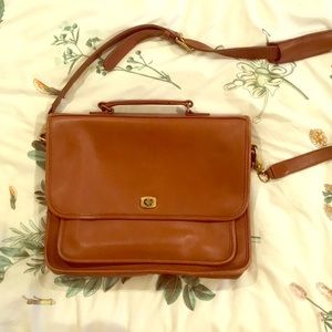 Brown leather Coach bag briefcase
